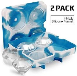 KOIOS Ice Cube Trays, Ice Cubes Silicone Molds with Lids, Ice Trays Cubes BPA free Diamond Ice Maker, Easy-Release Flexible Ice Molds for Freezer, Whi